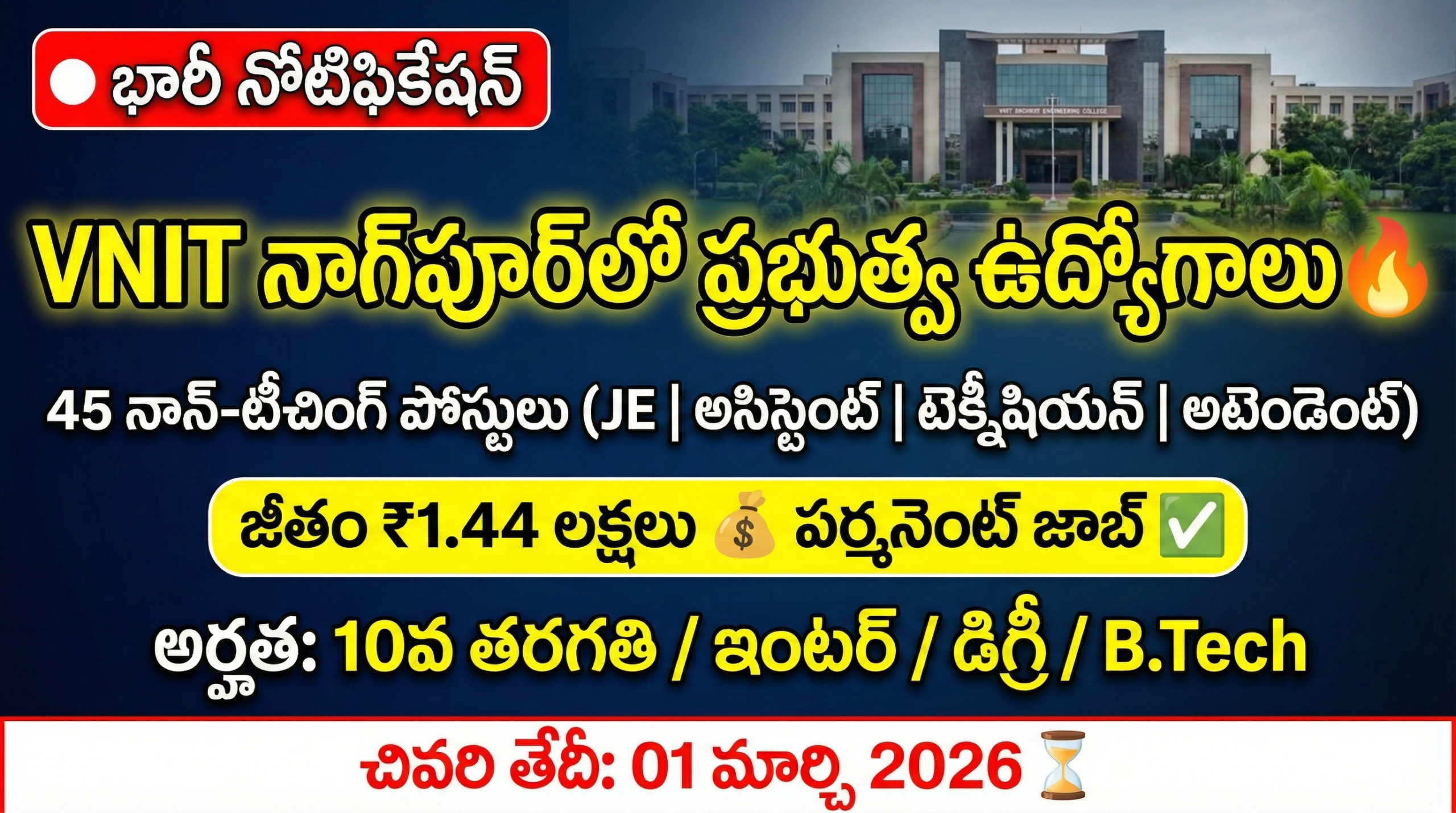VNIT Nagpur Recruitment 2026 Telugu