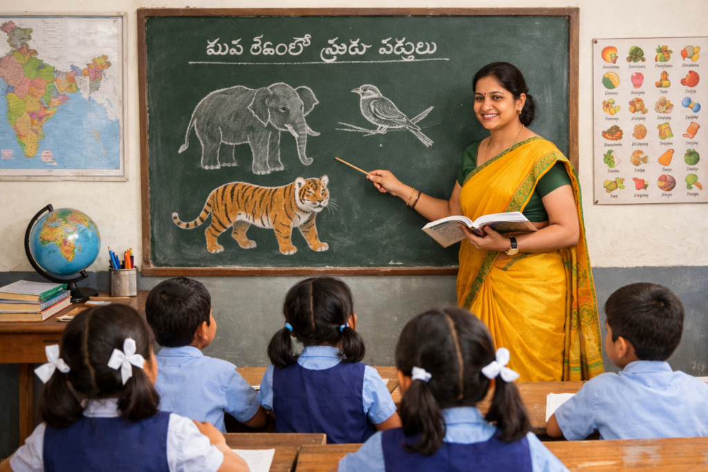 Teacher teaching in classroom for KV Telangana Contract Jobs 2026