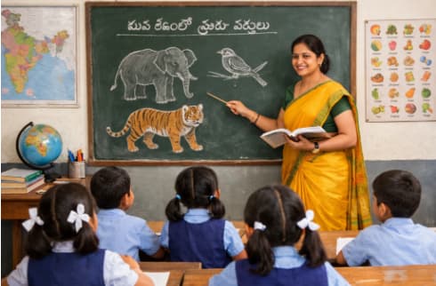 Teacher teaching in classroom for KV Telangana Contract Jobs 2026