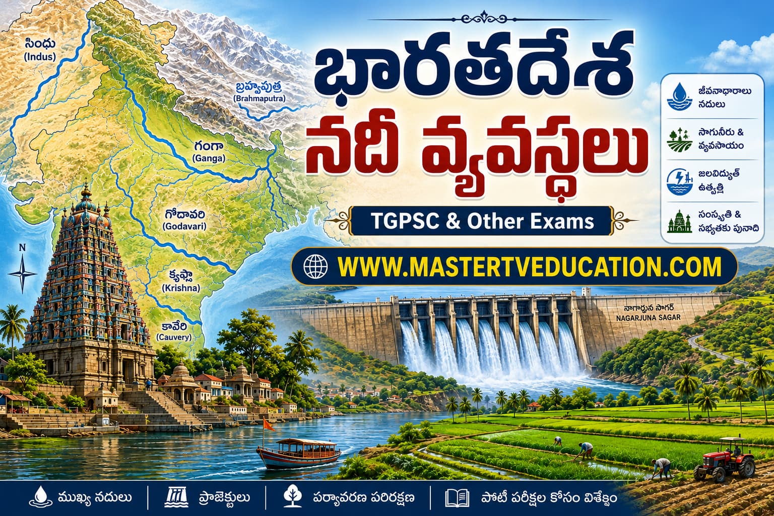 Indian River System Map in Telugu